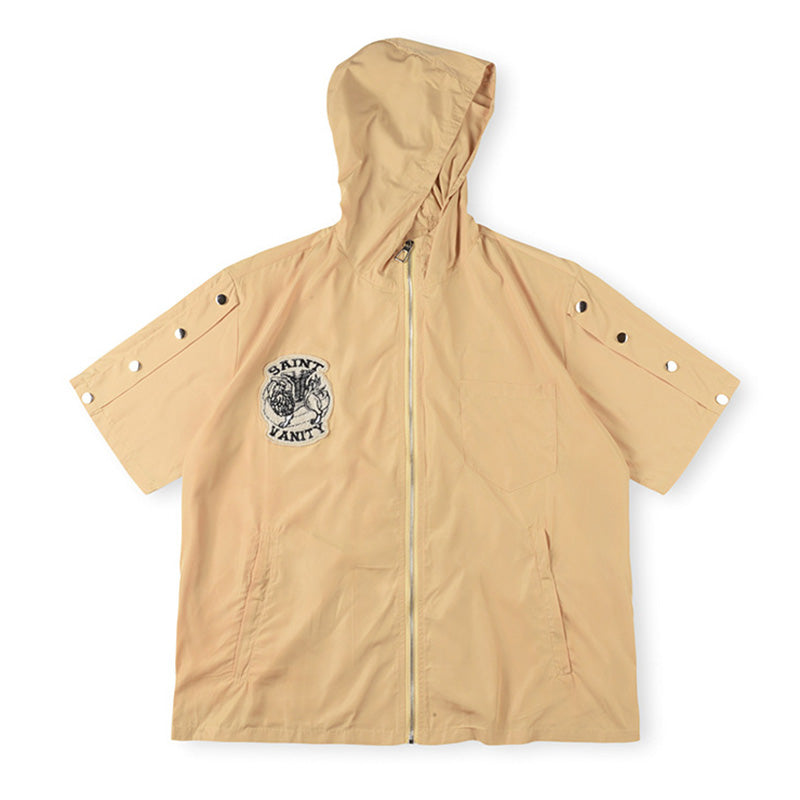 SAINT VANITY Embroidered Sporty Zipper Short-sleeved Jacket