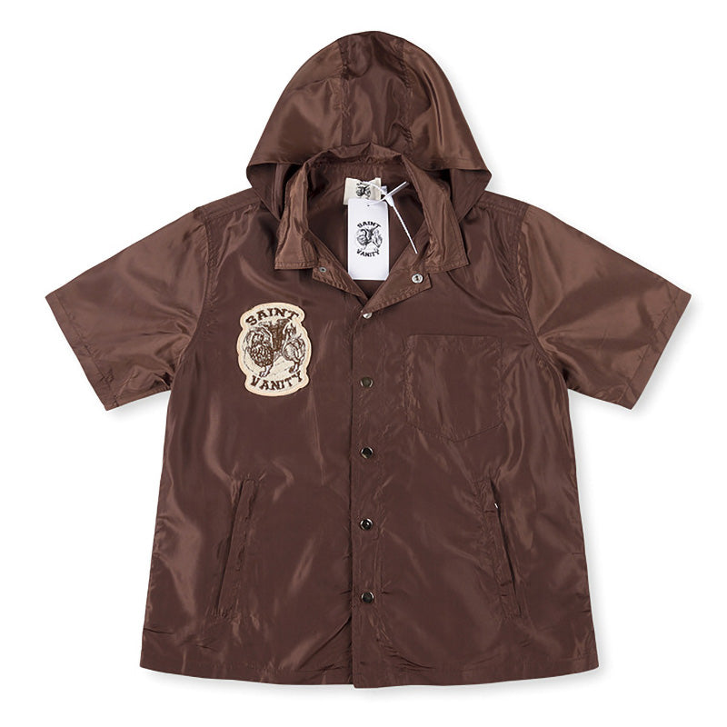 SAINT VANITY Embroidered Sporty Zipper Short-sleeved Jacket