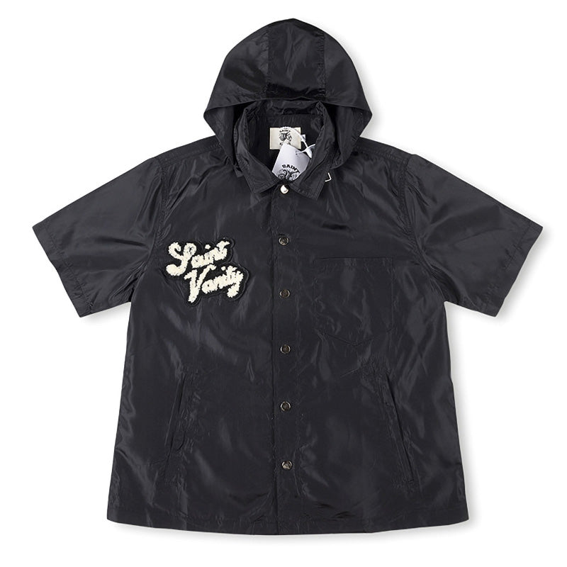 SAINT VANITY Embroidered Sporty Zipper Short-sleeved Jacket