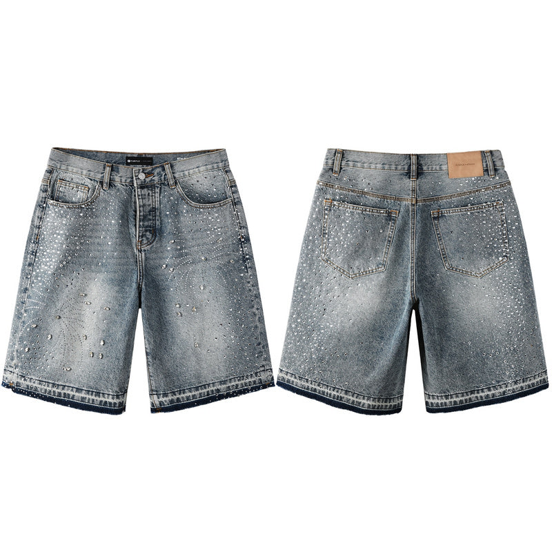 Purple Brand Crystal Diamond Denim Shorts #5102