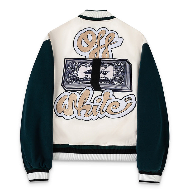 OFF WHITE Men's Blue Cash Wool Varsity Jacket