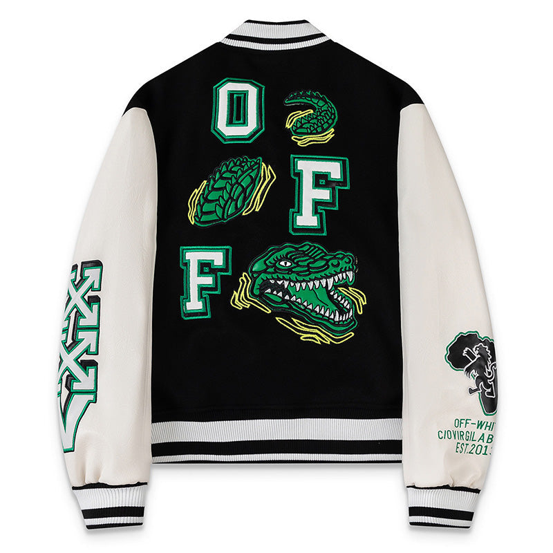 OFF WHITE Croco Lea Wool Varsity Jacket