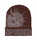 Sp5der Web Rhinestone Beanie Brown