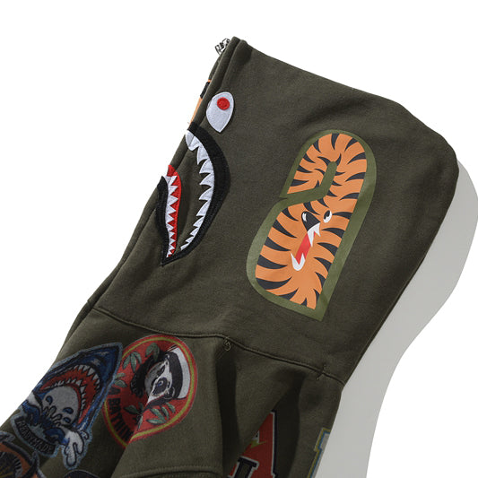 BAPE Shark Tiger Head Zipper Hoodie